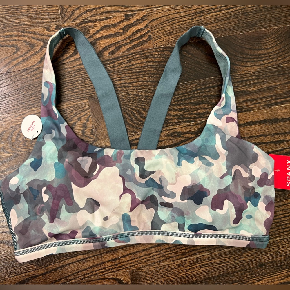 NWT Spanx Low Impact Painted Camo Sports Bra - Small
